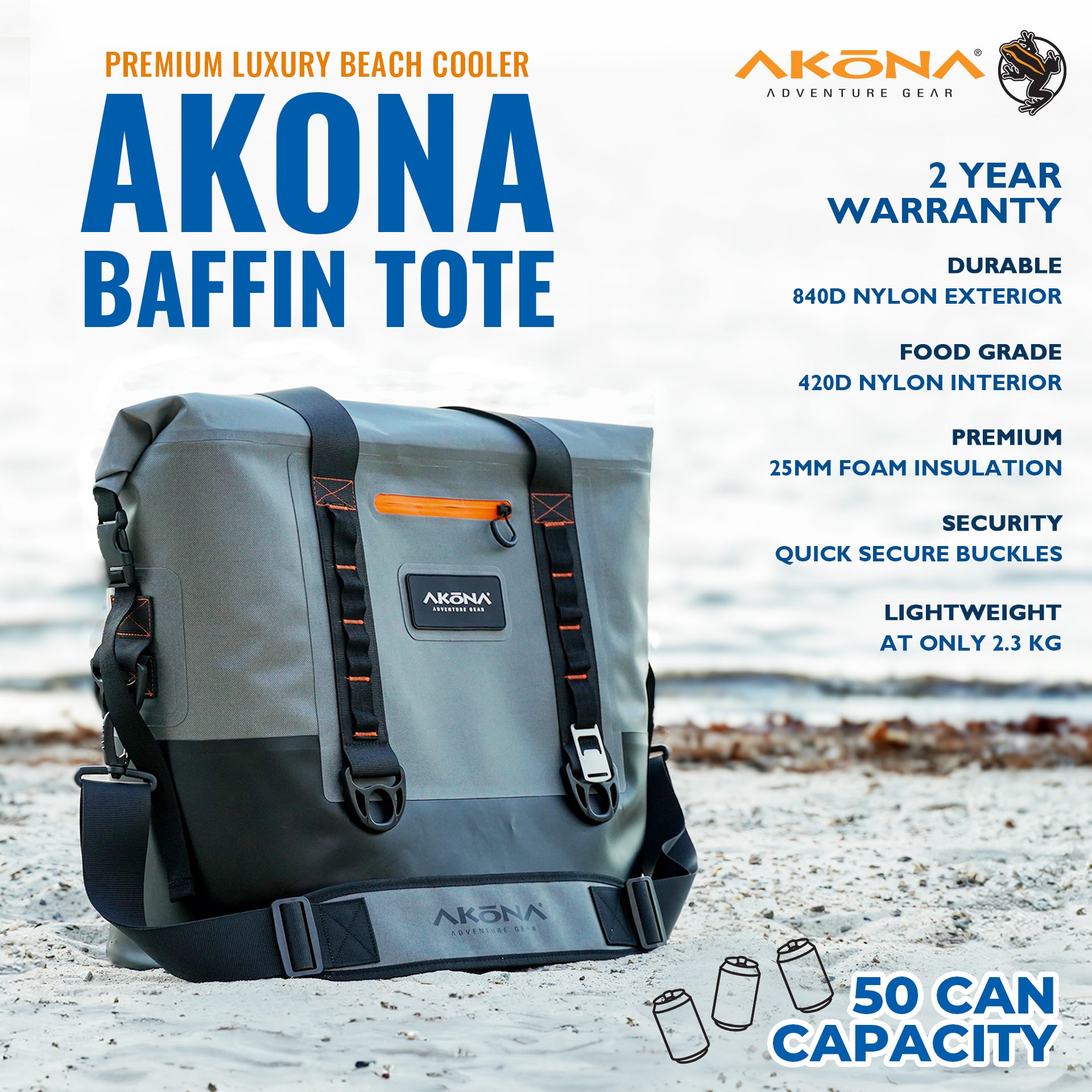 Akona Soft Cooler Backpack Baffin Soft Tote Cooler from Akona One