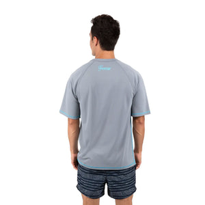 Trekker Unisex Rash Guard - Short Sleeve - Back Side - Gray