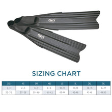 Load image into Gallery viewer, Onyx Flex Fins size chart
