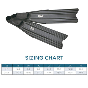 Onyx Flex Fins size chart